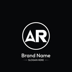  AR Letter Logo Design. Black Background.