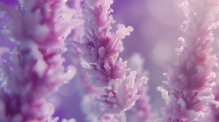 Obraz premium Frozen Whispers: Extreme motion blur transforms the close-up shot of frozen lavender into a whispery, mystical scene.