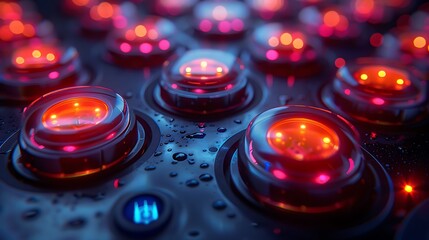 Dive into the intricacies of technology as you explore close-up shots of glowing buttons, each one a beacon of innovation and sophistication.