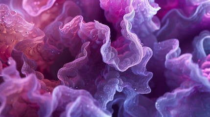 Lavender Bloom Bliss: Wavy textures in extreme macro reveal the tranquil essence of a slow-blooming...
