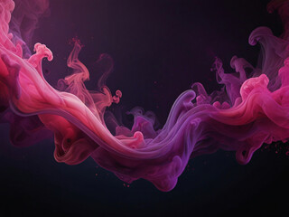 wispy swirls of pink and purple smoke against a stark black background. The smoke appears to be...