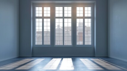 Obraz premium Modern and minimal home window for interior decoration isolated on glass window frame background.