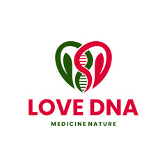 Fototapeta premium Love DNA Logo design health, DNA love logo heart, Medical logo design vector.