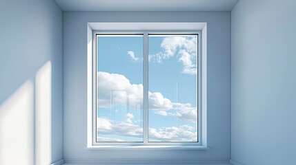 Modern and minimal home window for interior decoration isolated on glass window frame background.
