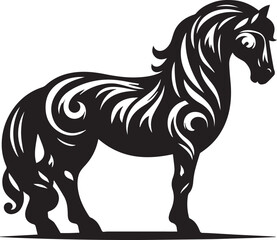 Horse mandala black Silhouette vector art isolated on a white background