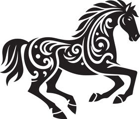 Horse mandala black Silhouette vector art isolated on a white background