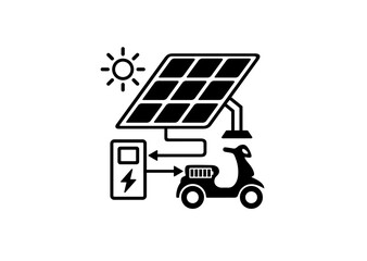 Motorcycle Charging to Solar Cell icon illustration vector design