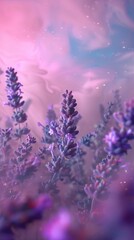 Lavender Elegance: Zooming in on the elegant silhouette of lavender blossoms against a soft, blurred background.