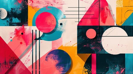 Whimsical Geometry: Paint Touch Background Illustration with a Twist