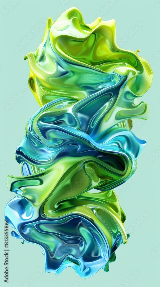 Poster creative abstract concept with asymmetrical and distorted shapes, vibrant gradient splash, perfect f