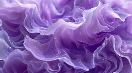 Tranquil Lavender Waves: Extreme macro shot highlights the wavy nature of a lavender bloom, evoking...