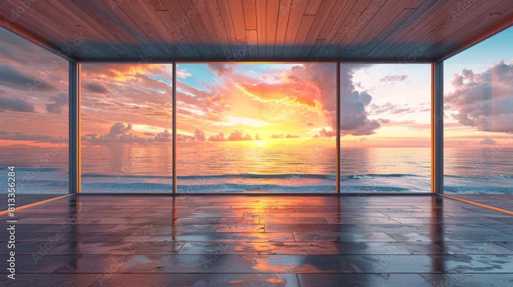 Wall mural Modern indoor landscape under the sunset