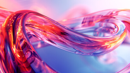 Y2K Futuristic Twirl Curve 3D Illustration, Glass Dispersion Effect, Abstract Geometric Design,...