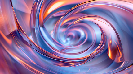 Y2K Futuristic Twirl Curve 3D Illustration, Glass Dispersion Effect, Abstract Geometric Design,...