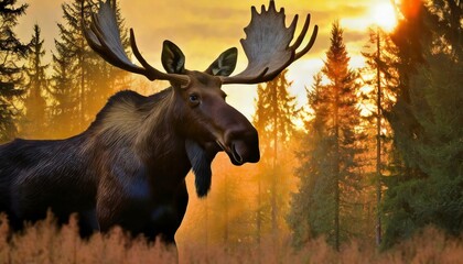 moose in the middle of the forest