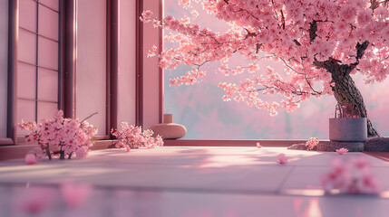 Cherry Blossoms Indoors in Soft Pink Light