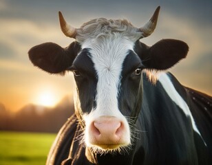 a beautiful photo of a cute cow on the field