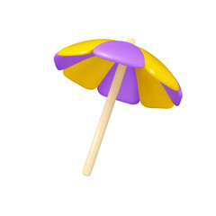 Parasol vector 3d icon. Beach umbrella cute illustration isolated on white background. Summertime concept