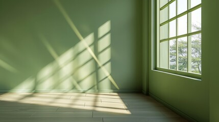 Obraz premium empty green room with a window