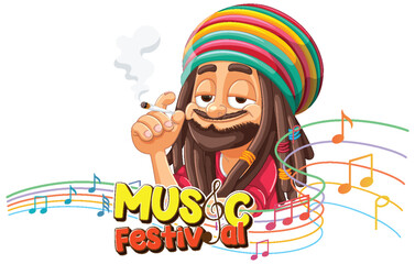 Naklejka premium Colorful illustration of a reggae musician at a festival