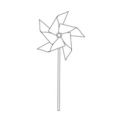Hand drawn kids drawing cartoon Vector illustration pinwheel icon Isolated on White