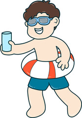 cartoon boy is holding a cup