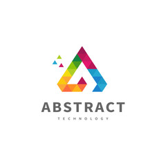 Abstract pixel logo design for digital and any other service company