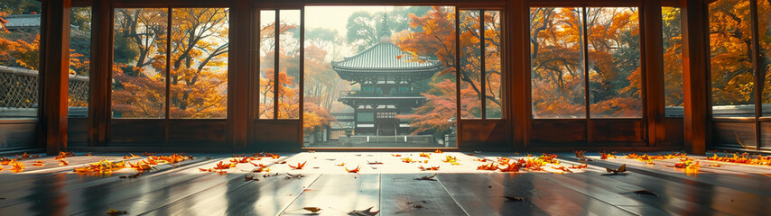 Autumn View from a Japanese Temple