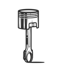 Isolated monochrome illustration of engine piston stock illustration