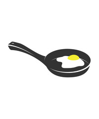 Simple Minimalist Frying Pan with Egg Sunny Side Up for Breakfast Illustration Design Vector stock illustration