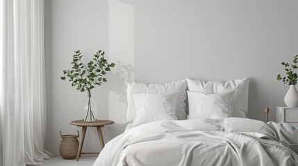 Minimal bedroom interior with Home decoration mock up. Cozy coastal stylish, 