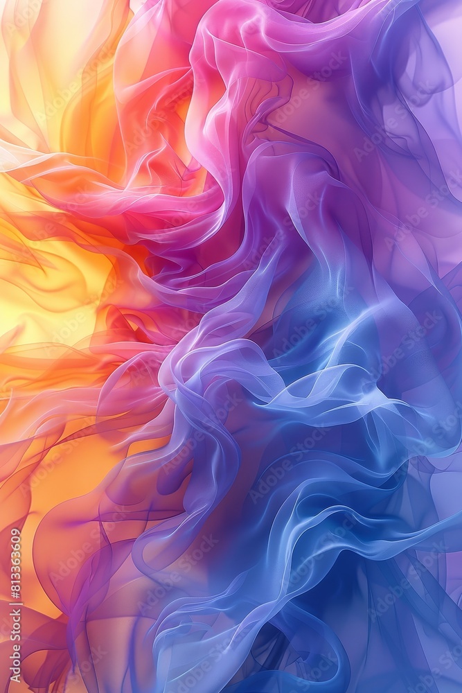 Poster trendy abstract design featuring asymmetrical shapes and a colorful gradient, perfect for a modern a