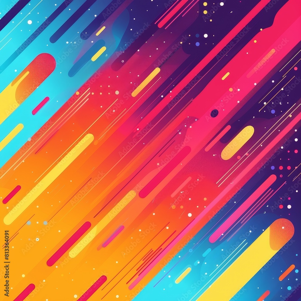 Poster trendy and dynamic abstract layout with asymmetrical swatches, featuring a colorful and soft gradien