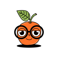 Back to school weird character. Funny apple with glasses with cute face. Groovy element on a transparent background. Contemporary vector illustration.