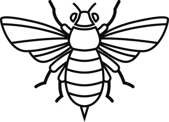 Illustration of honey bee in monochrome style. Design element for logo, sign, emblem. Vector illustration