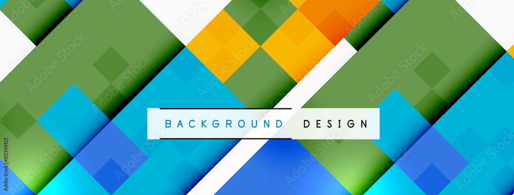 Poster a vibrant azure background with rectangles and triangles, resembling a textile pattern. electric blu