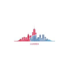 Naklejka premium Luanda watercolor cityscape skyline city panorama vector flat modern logo, icon. Angola capital emblem concept with landmarks and building silhouettes. Isolated colorful graphic