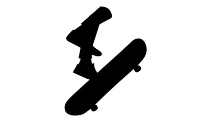 silhouette of skateboarder man riding skate and performing jump trick