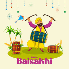 Happy Baisakhi Poster Vector Image
