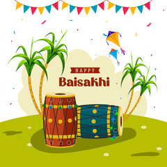 Baisakhi Festival Social Media Vector Image
