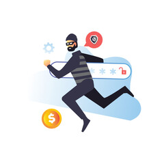 digital thief hacker try to steal password or private data