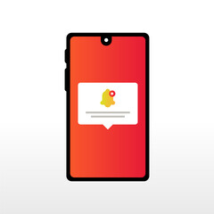 ring bell notification pop up message on screen phone for new email coming vector illustration