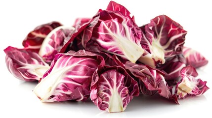 Fresh red radicchio salad isolated on white background with full depth of field 