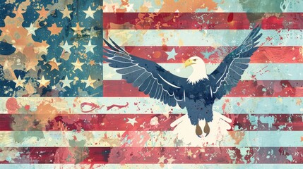 Loyalty Day Celebration USA Flag and Eagle Art