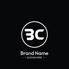 BC Letter Logo Design. Black Background.