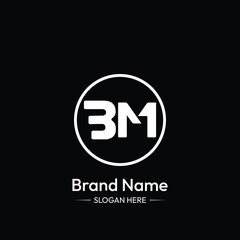 BM Letter Logo Design. Black Background.