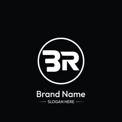 BR Letter Logo Design. Black Background.
