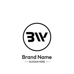 BW Letter Logo Design. white Background.