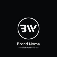 BW Letter Logo Design. Black Background.