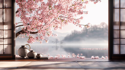 Serene Sakura: Japanese Cherry Blossoms and Traditional Decor